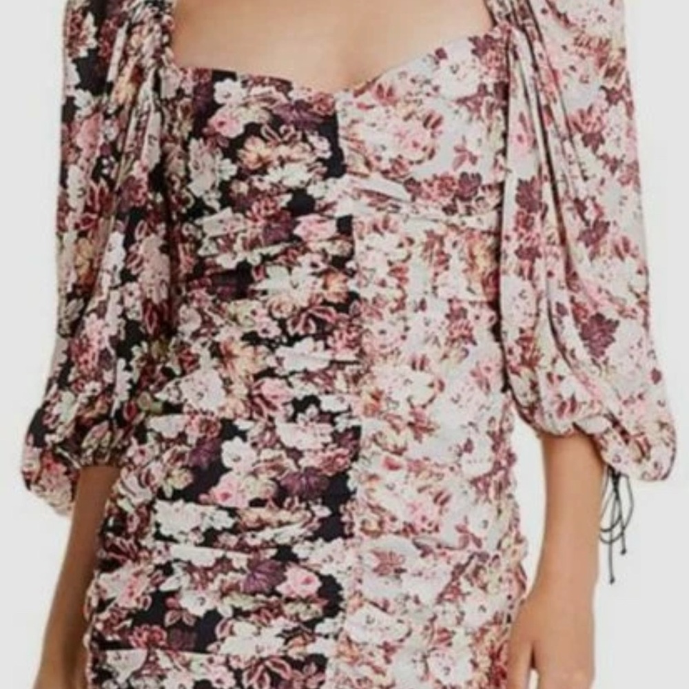 For Love And Lemons Pink and Red Puff Sleeve Bodycon Dress small. Never used
